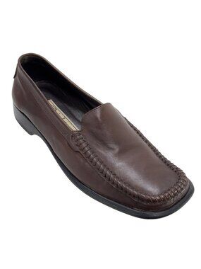 BRIGHTON Brown Women's Leather Loafers Slip-On Shoes Heart Detail Heel Size 6.5M
